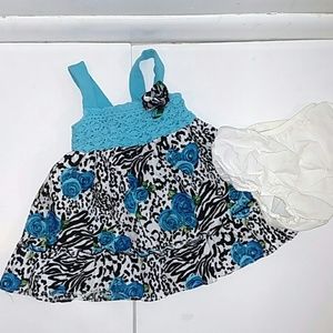 Blue black floral dress